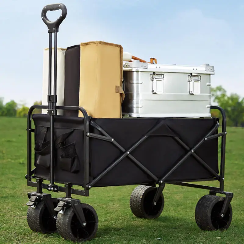 

Red Collapsible Camping Outdoor Beach Wagon Cart Functional Foldable Utility Trolley and Hand Cart for Kids