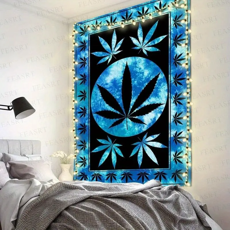 VIKAMA Bohemian Tie Dye Leaf Tapestry Psychedelic Retro Wall Hanging Bedroom Living Room Party Backdrop Decor