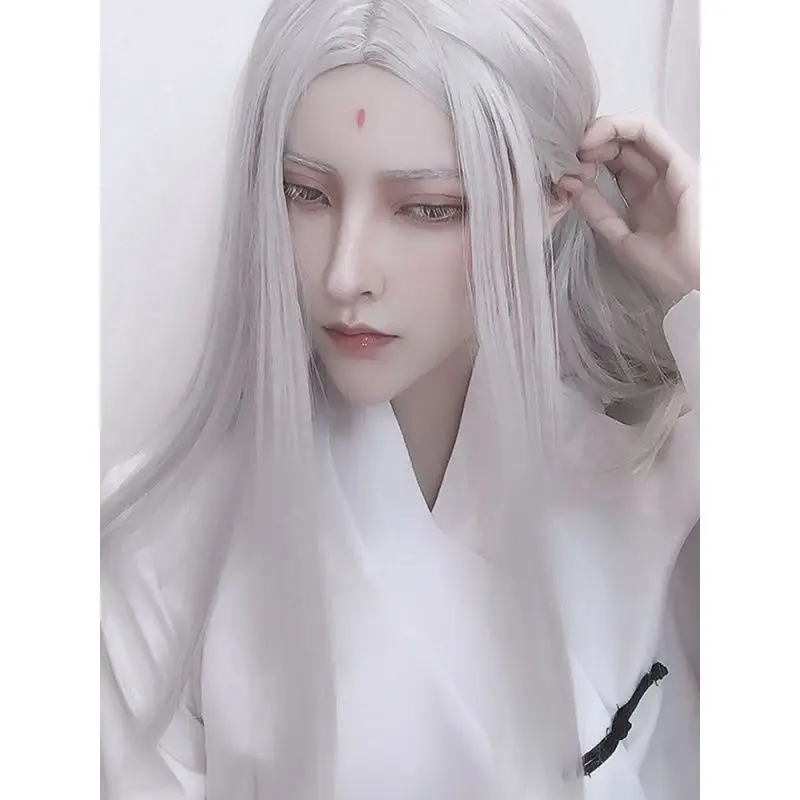Men Hanfu Long Straight Hair Anime Cosplay Costume Japanese Anime Elf Prince Immortal Wigs Carnival Stage Performance Party view 2