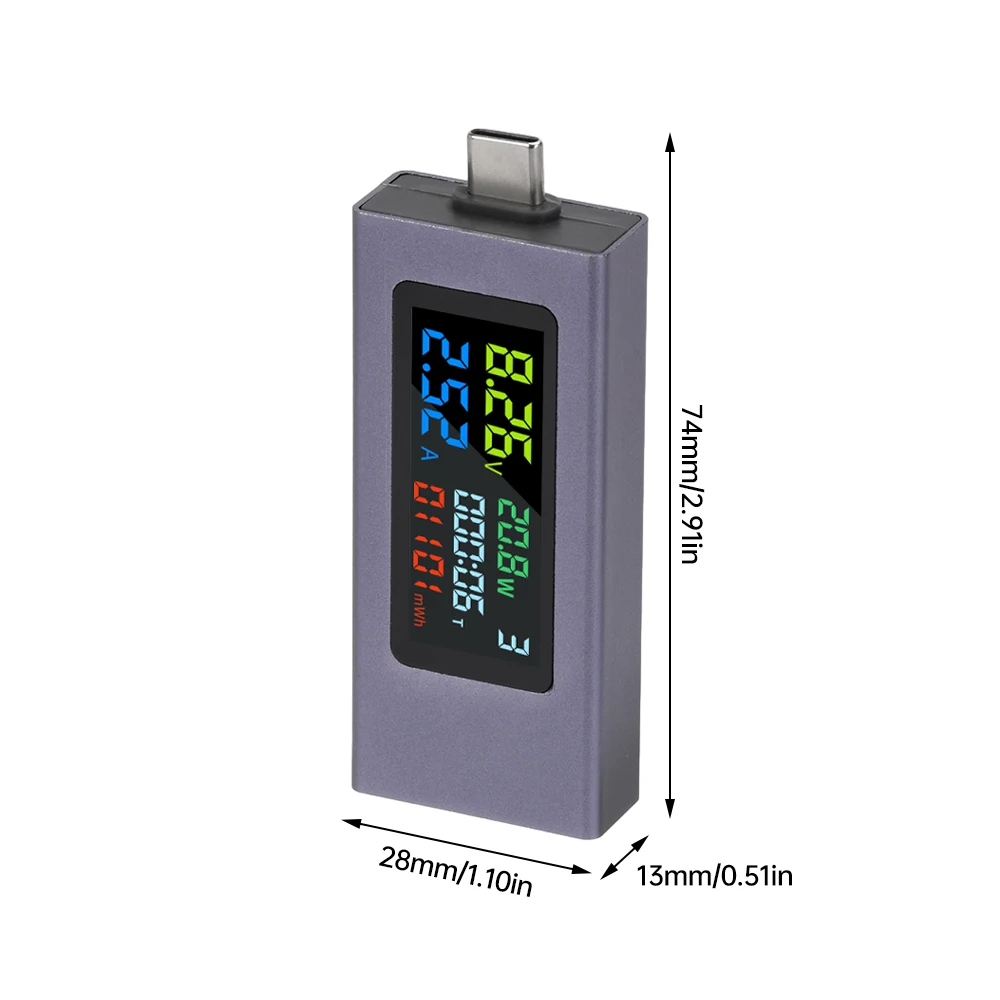 Type-C Tester DC Digital Voltmeter Amperimetro Current Voltage Meter Amp Volt Ammeter Detector Power Bank Charger Indicator 0-8A