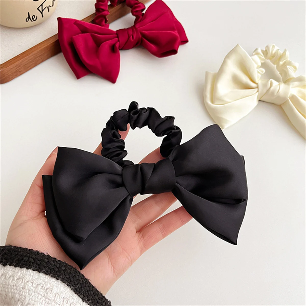 Solid color bow Hair tie Hair Accessories for Women