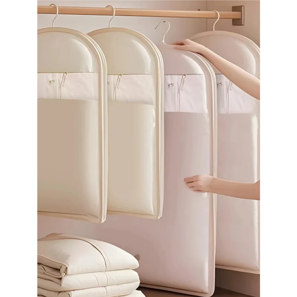 1pc Down Jacket Compressed Dust Cover Clothes Compression Hanging Bag Household Visible Clothes Storage Bag Wardrobe Organizer