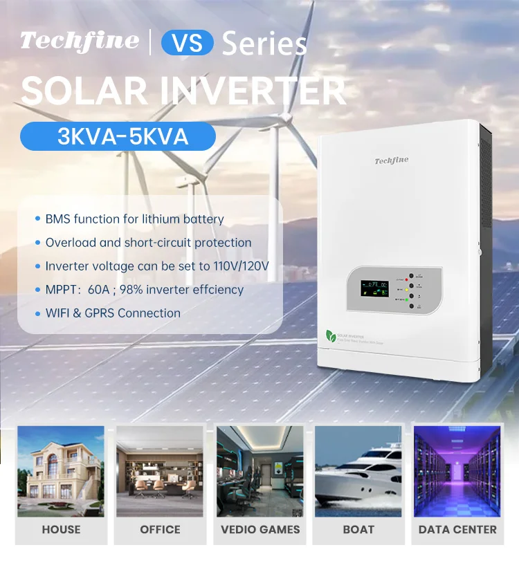 Techfine off Grid Inverter Surya Frekuensi Rendah Inverter 3kva 2.4kw dengan 60a Mppt untuk Sistem Energi Surya