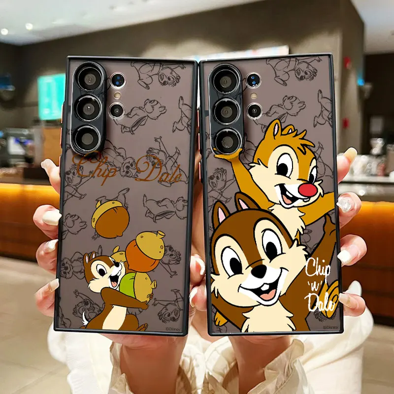 Chip \'n\' Dale Cute For Samsung S24 S23 S22 S21 Ultra S20 FE S10 Plus Lite 4G 5G Frosted Translucent Phone Case