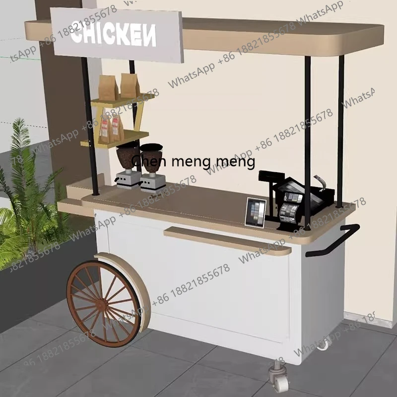 Commercial Street Sales Mobile Trolley Multifunctional Stall Car Promotional Car Shopping Mall Display Rack Wrought Iron Stall