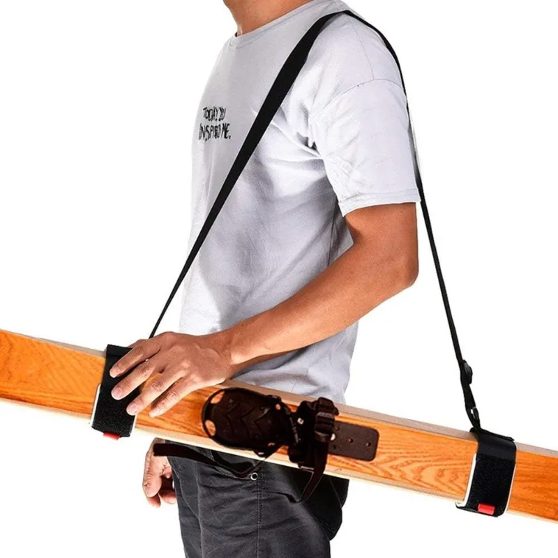 2 Packs Adjustable Ski and Pole Carrier Strap Shoulder Carrier Lash Handle Belt with Cushioned Fastener Tape Strap Loop