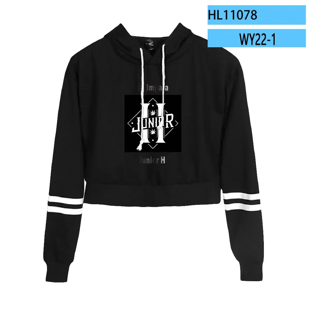 Rapper Junior H Sad Boyz Merch Crop Top Hoodie Women Long Sleeve Hooded Harajuku Cropped Sweatshirt Casual Tracksuit Streetwear