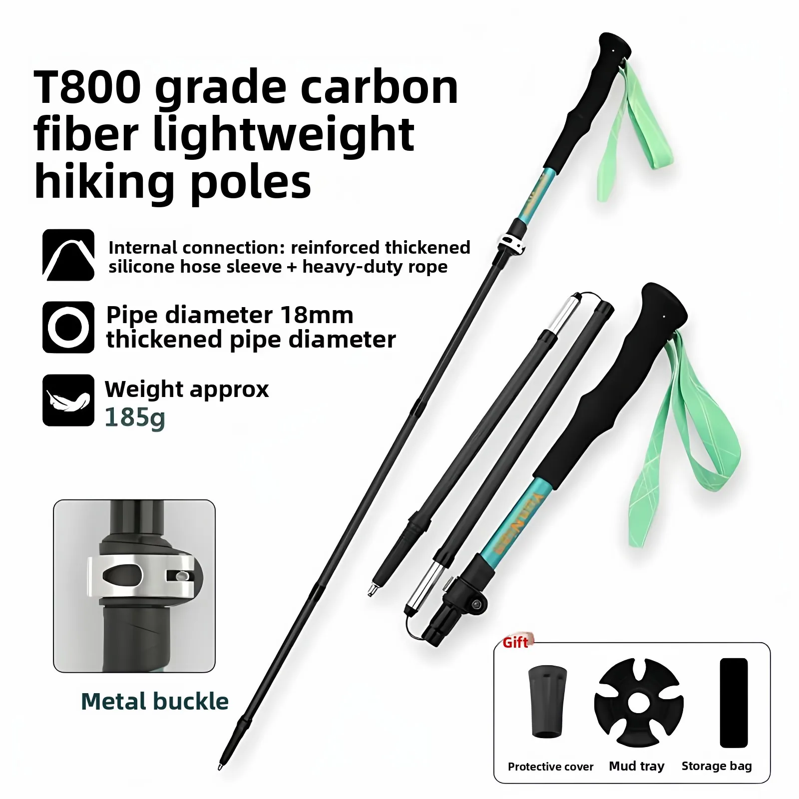 T800 3K Carbon Fiber Trekking Poles