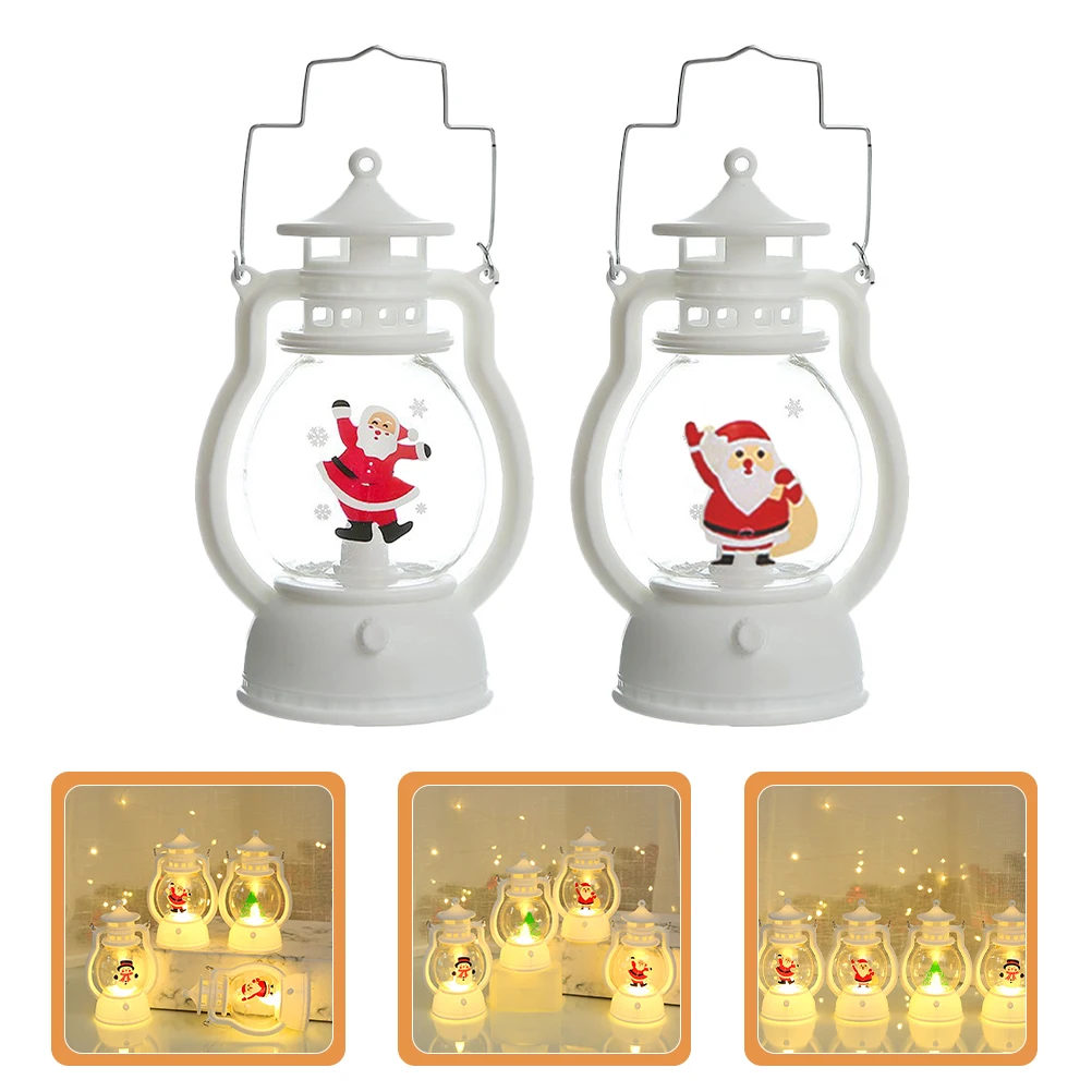 2 قطعة فانوس عيد الميلاد Led الديكور عيد الميلاد مصباح للزينة فانوس معلق للمنزل داخلي حفلة البلاستيك ضوء دافئ #4
