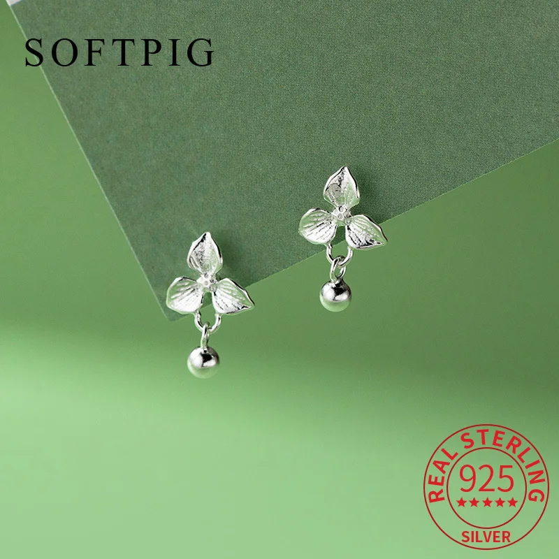 

INZATT Real 925 Sterling Silver Leaves Bead Pendant Stud Earrings for Women Classic Fine Jewelry Minimalist Accessory