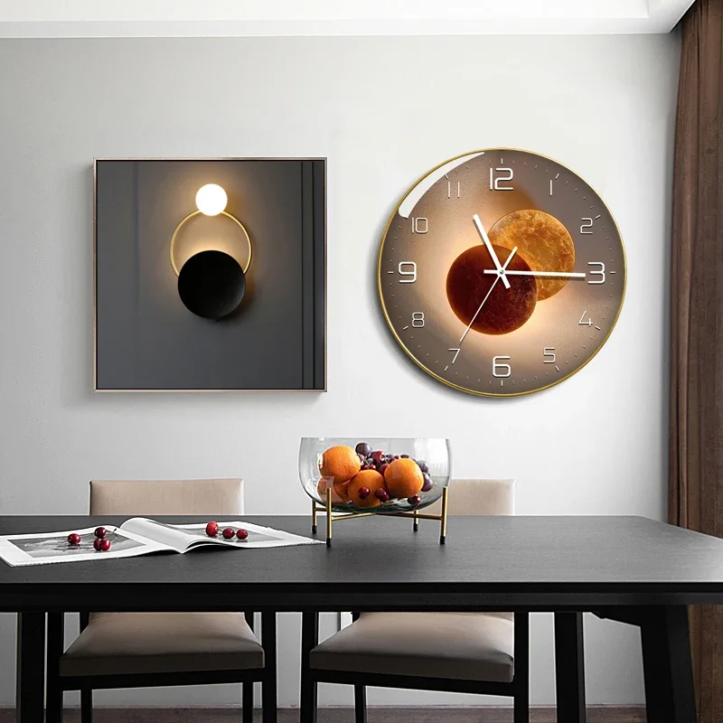 Postmodern Creative Three-Dimensional Personality Punch-free Wall Clock Nordic Style Mute Living Room Dining Room Bedroom Clock