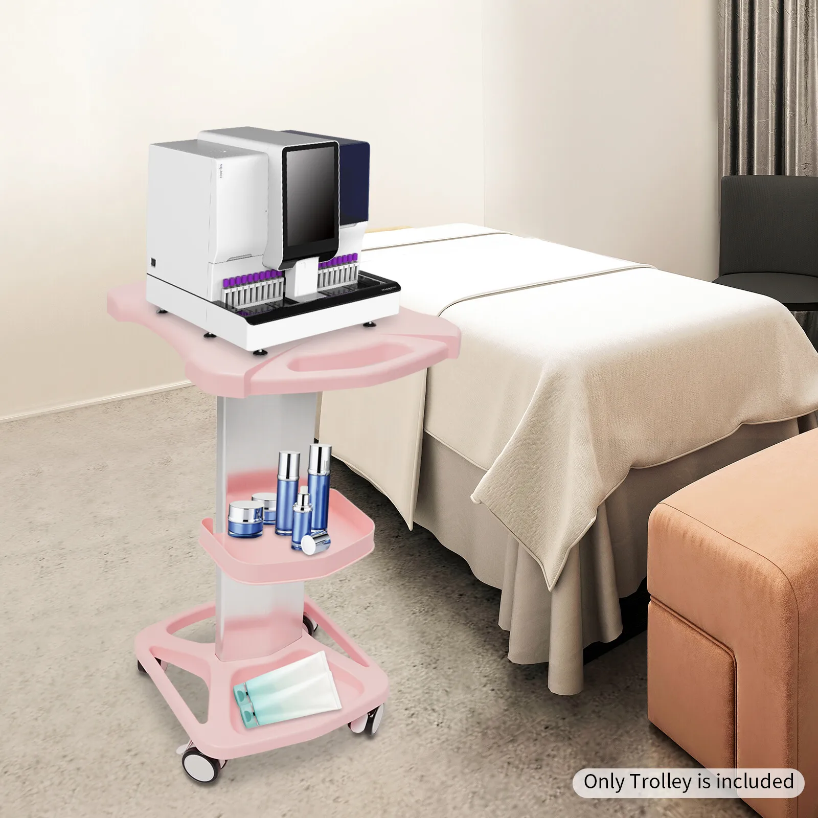 Salon Trolley Stand With Wheel Barber Shop Beauty Tool Storage Tray Rolling Cart Shelf Hairdressing Supplies