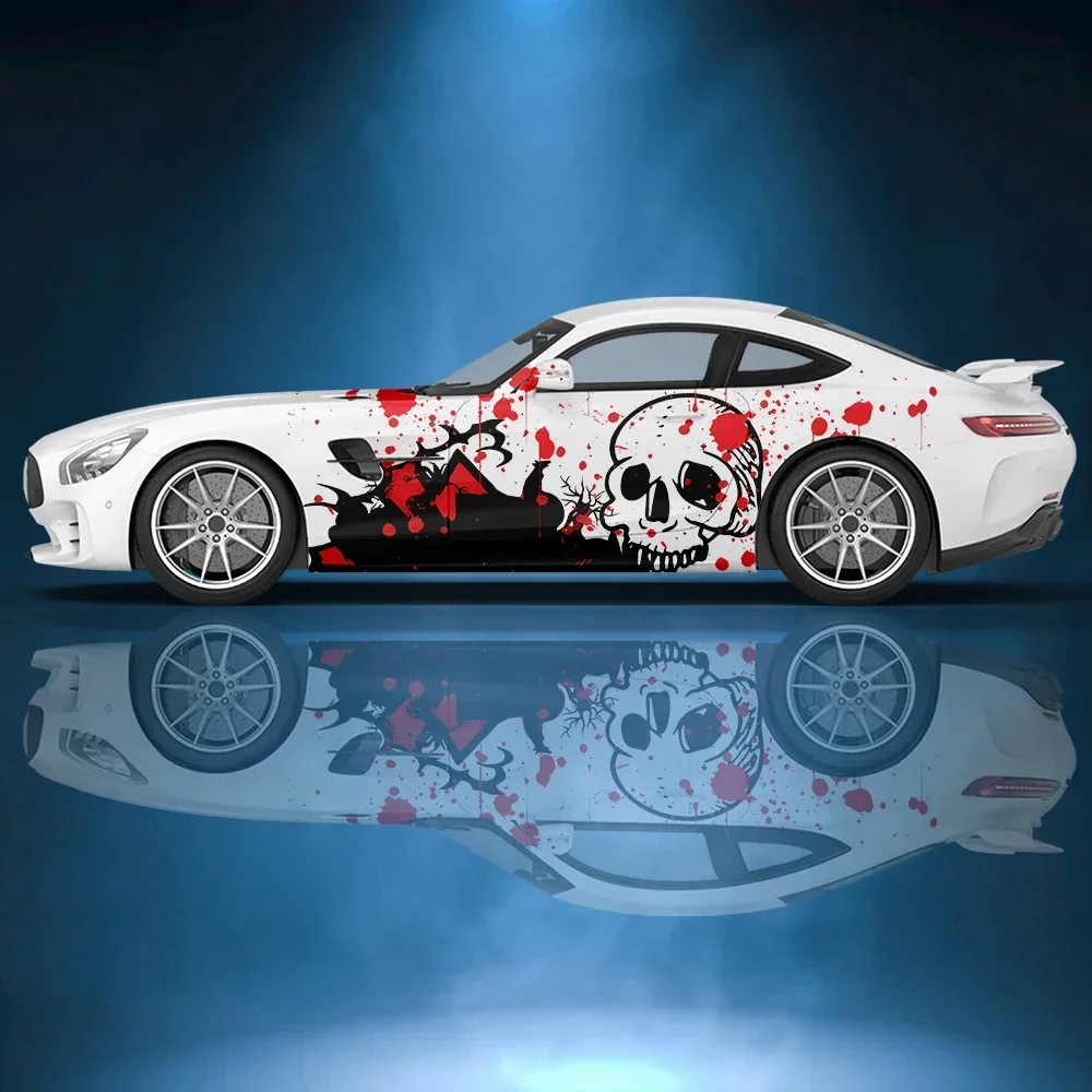 

Skull splatter ink abstract Car side sticker vinyl paper racing accessories wrap design uniform vector abstract printed decal