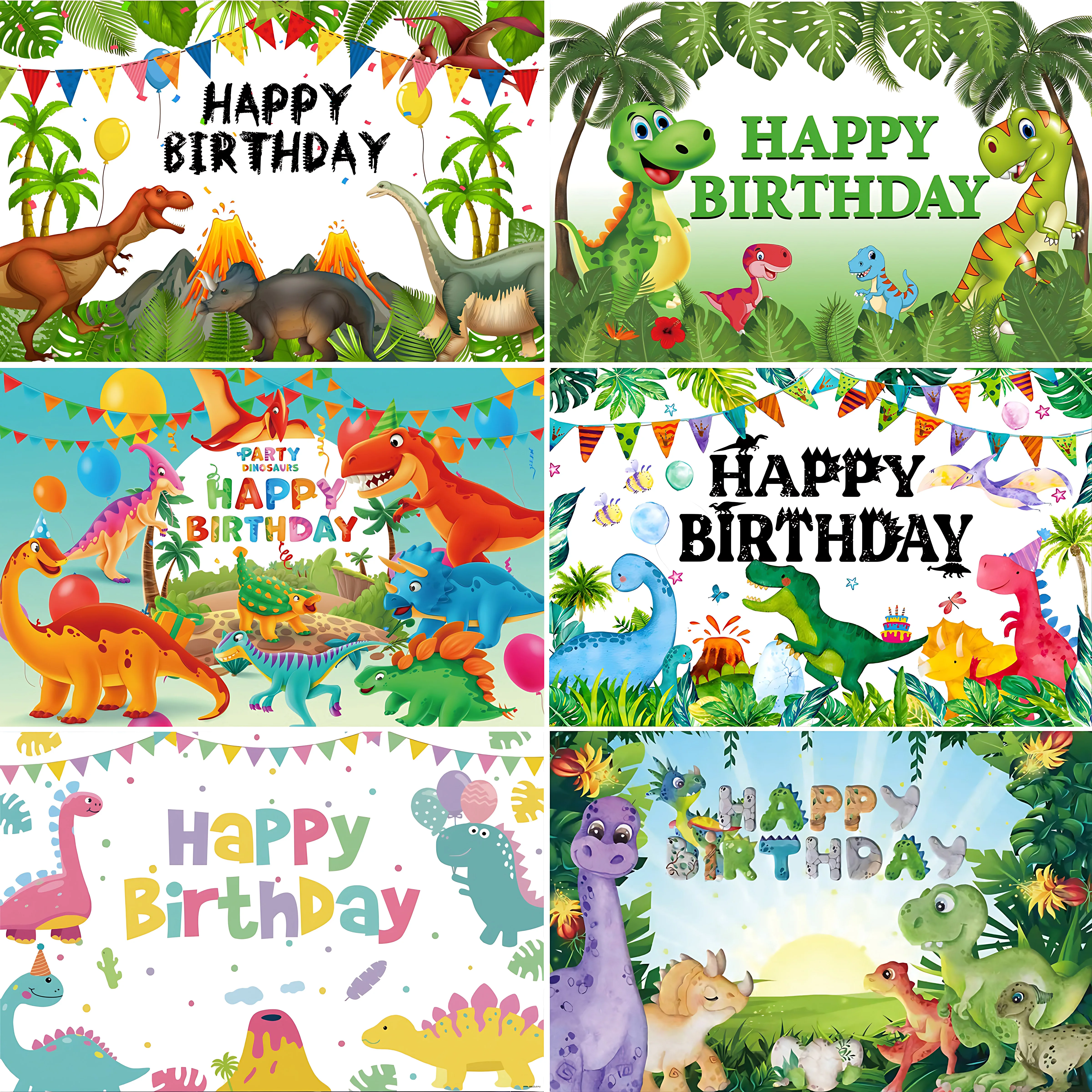 

Dinosaur Cartoon Theme Background Children's Birthday Boy Party Decoration Banner Photography Studio Props