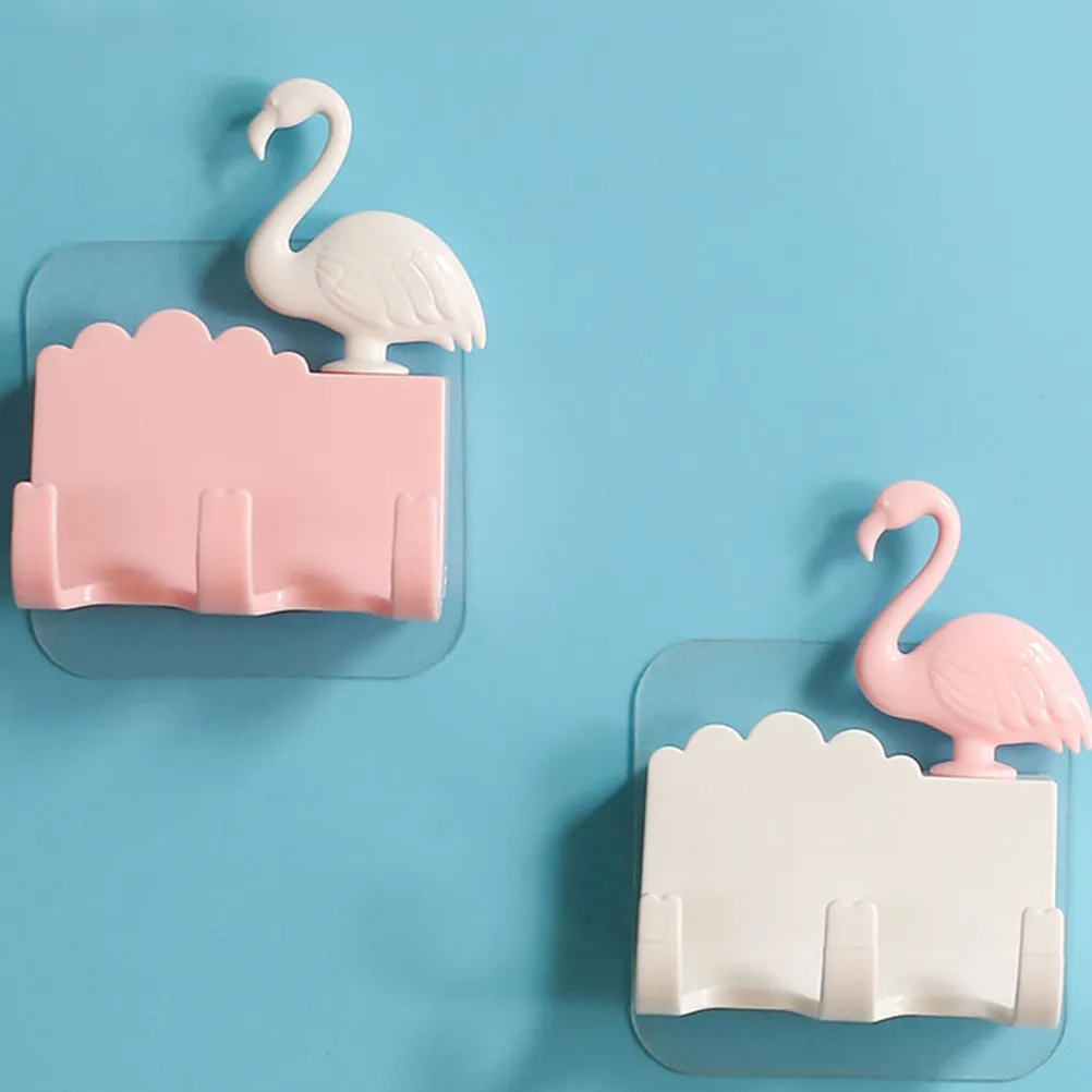 2 Pcs Home Decoration Hooks Animal Decorative Wall Mounted Flamingo Towel Cute Shaped Hangers