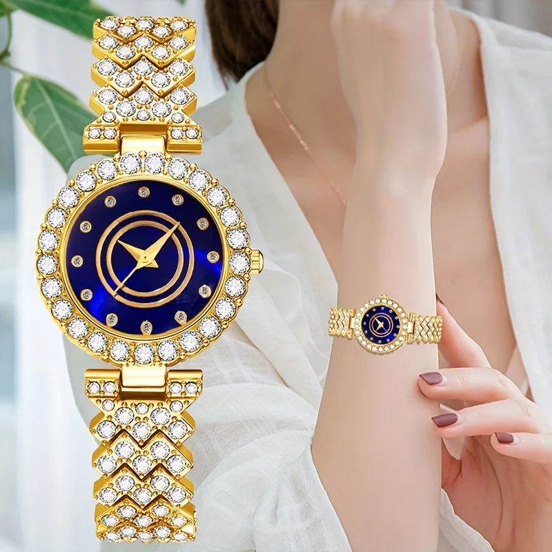Questo elegante set regalo per orologio da donna da 6 pezzi presenta un set di gioielli con ciondolo a goccia elegante, romantico e lussuoso abbinato a