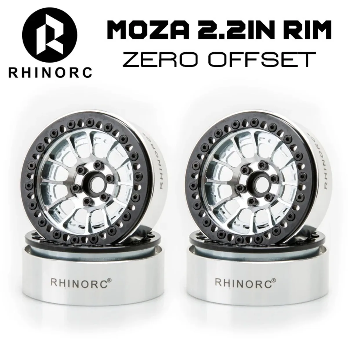 Rhino MOZA 2.2 inch 25mm Narrow ZERO OffSet Rim 4PCS for 1/10 RC Crawler SCX10 Pro TRX4 Shafty Bully 2 MOA