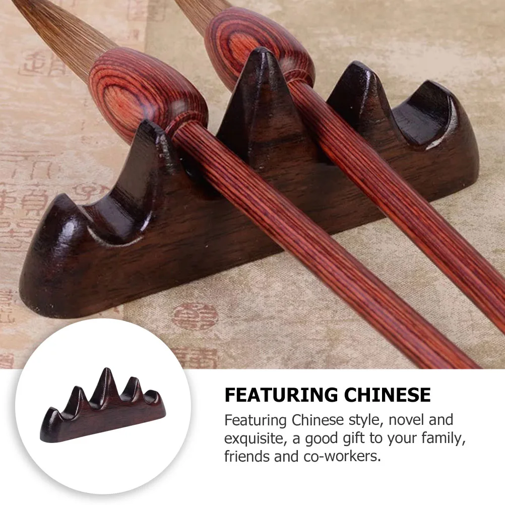 

Pen Holder Wooden Ink Brush Calligraphy Stand Solid Shelf Chinese Writing