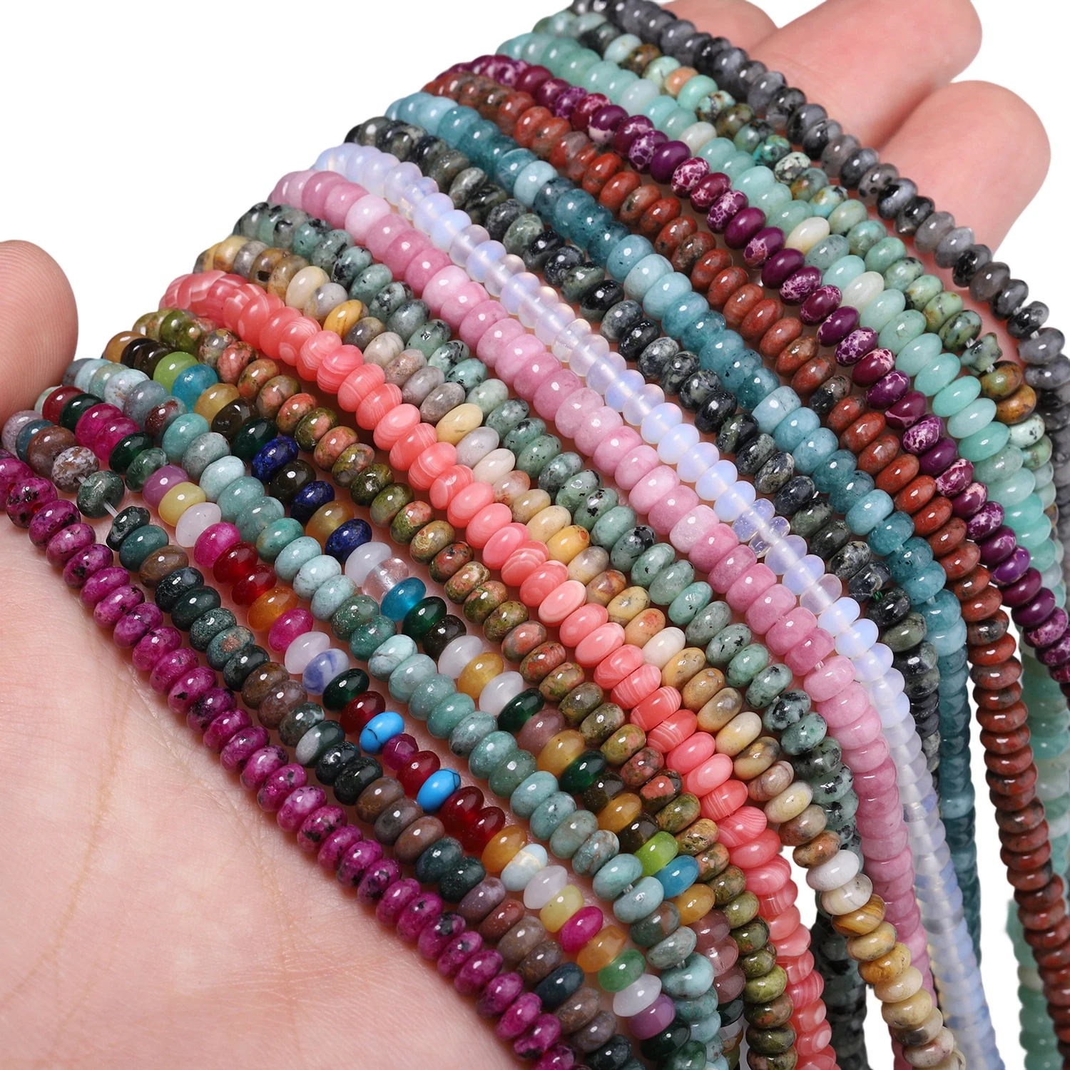 4x2mm Natural Angelite Unakite Jasper Stone Abacus Shape Beads for Jewelry Making DIY Charms Bracelet Necklace Accessory