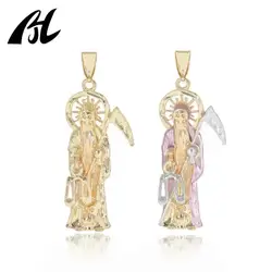 Oro Laminado Blanco Santa Muerte Pendant La Santa Muerte Grim Reaper Pendant Religious Medals Santisima Muerte Jewelry