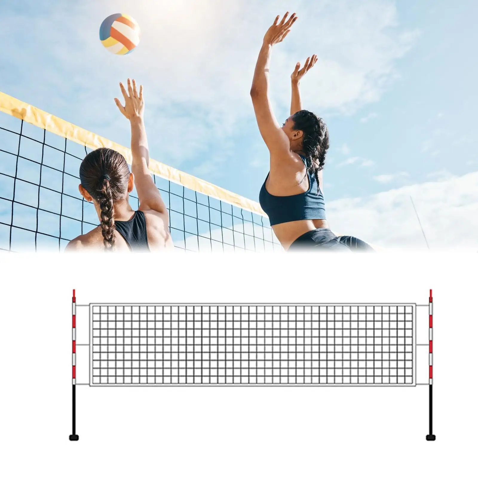 Red de voleibol de nailon, fácil instalación, portátil, estándar, Universal, para playa, hogar, exterior, interior, patio trasero, deportes