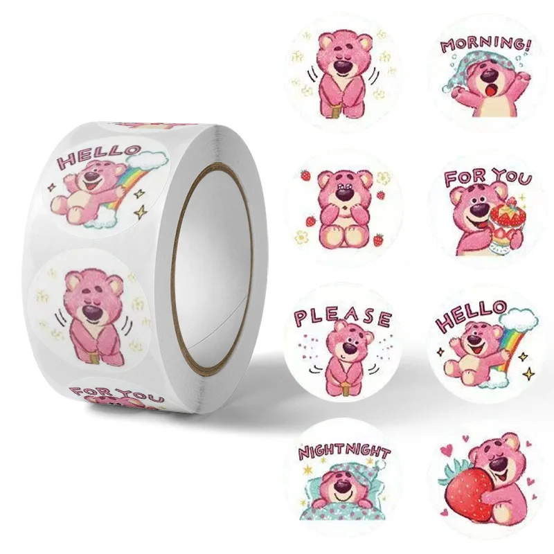 

500 шт. наклейки Disney Lotso с очаровательным дизайном клубничного медведя, яркие, водонепроницаемые и идеально подходят для ноутбуков, телефонов, альбомов и детей!