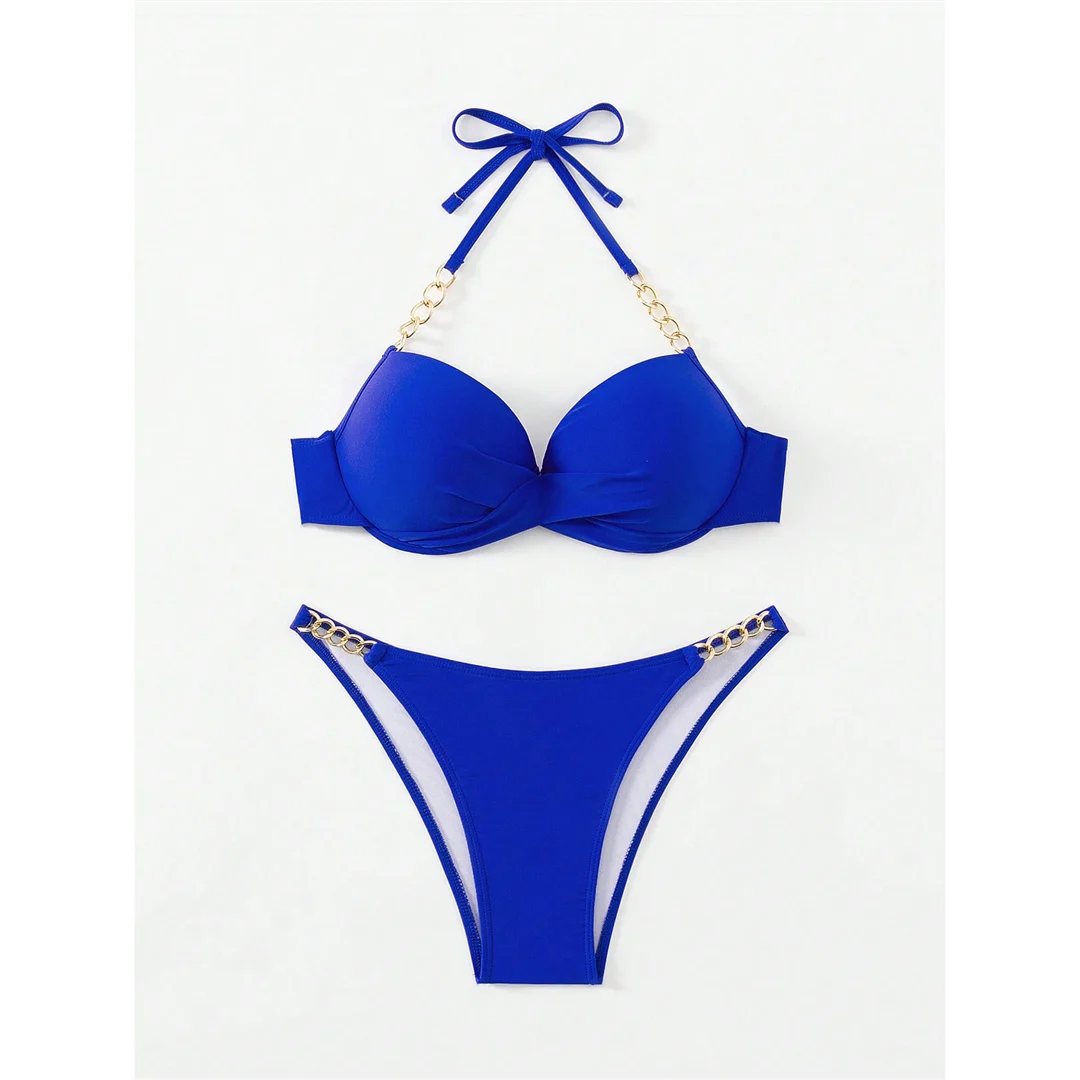 XS - L Neckholder-Bikini Push-Up-Badeanzug Damen-Bademode Zweiteiliges Bikini-Set mit BH-Cup Badeanzug Badebekleidung V6748 – Detail 8
