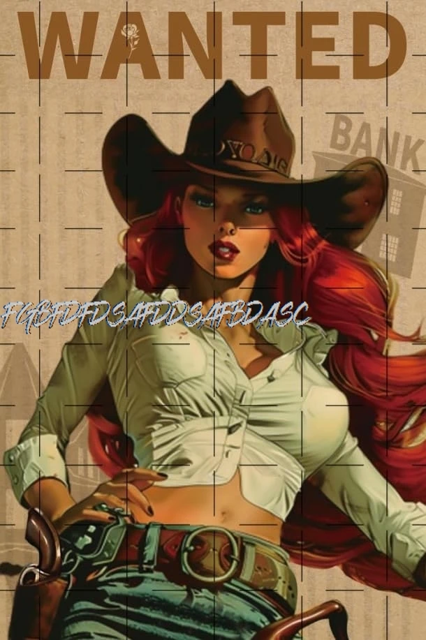 Vintage Rustic Western Cowgirl Pin Up Girl Wanted Retro Poster Plaque Metal Sign Home Decor Tin Sign Pin Up Girl Wall Art F sign