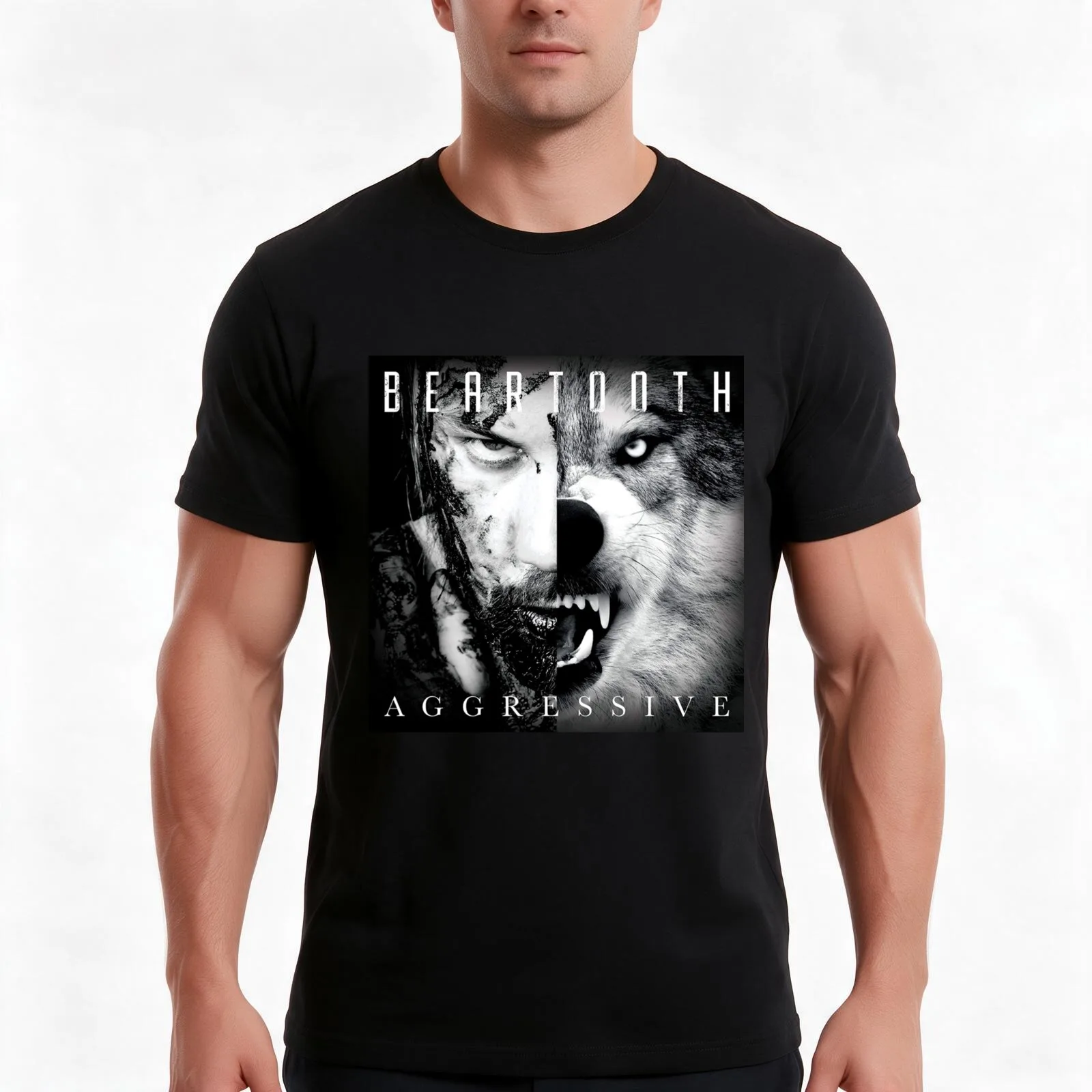 Aggressive Of Beartooth Album T-Shirt, Summer Casual Cotton Tee, Oversized Streetwear Tops, Vintage Graphic Print, 100% Cotton