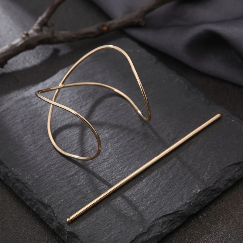 New European and American Cross-border Geometric Curved Hairpin Women's Hair Accessories One-word Hairpin Bundle Hair Disc Hair