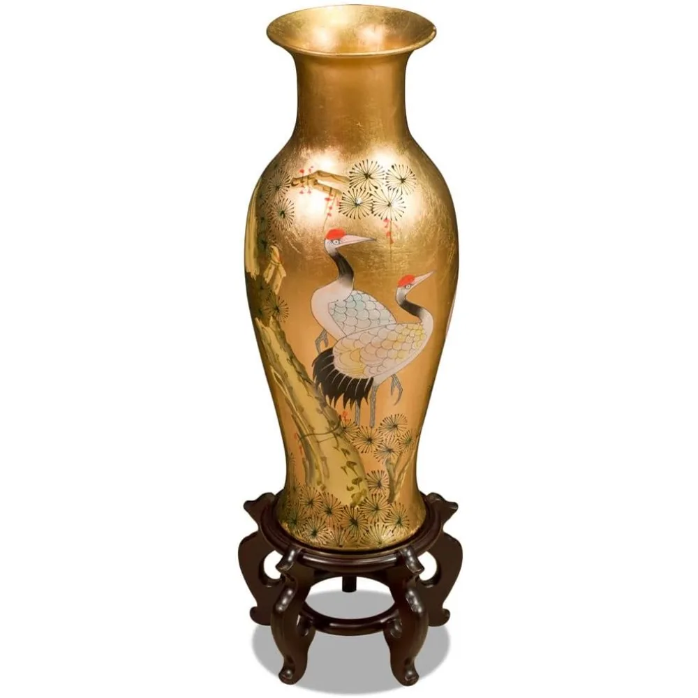 

Китайская мебель онлайн 24-дюймовая золотистая долговечная журавлиная восточная ваза