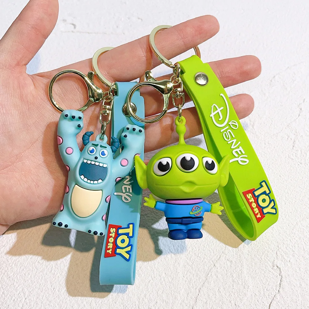 Chic Buzz Woody Kawaii Doll Keychain Disney Toy Story Sulley Alien Toy Phone Ornaments Bag Charms Car Keyring Girls Boys Gifts