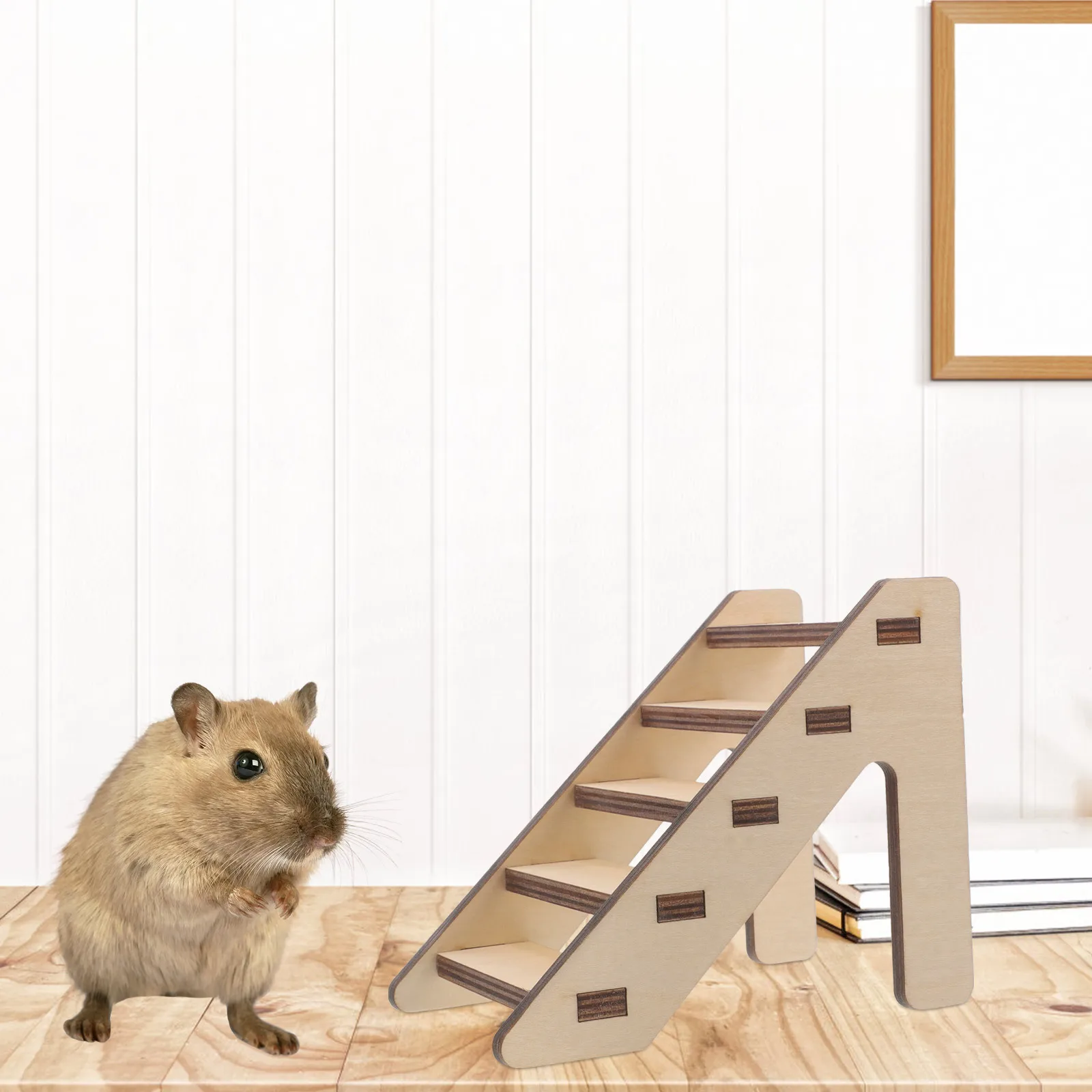 

Wooden Hamster Ladder Small Pet Climbing Platform Natural Sturdy Safe for Cage Decor Exercise Fun Activity Rat Guinea Pig