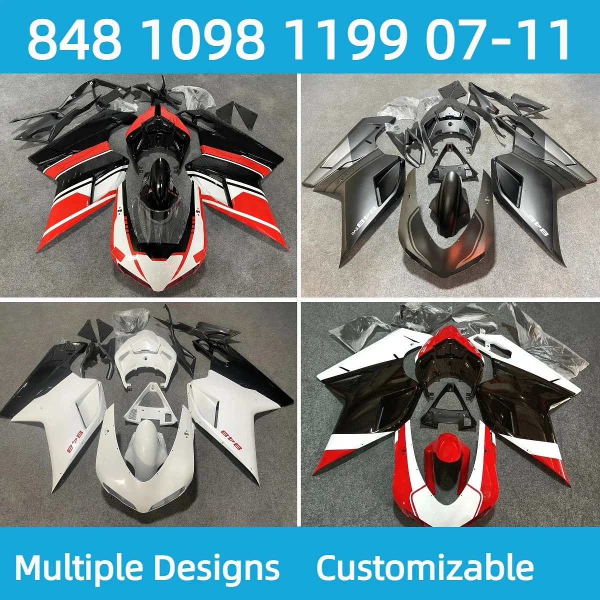 

Для Ducati 848 1098 1198 2007 2008 2009 2010 2011 новый стильный комплект обтекателей 1098s 1198s мотоциклетные обтекатели послепродажного обслуживания