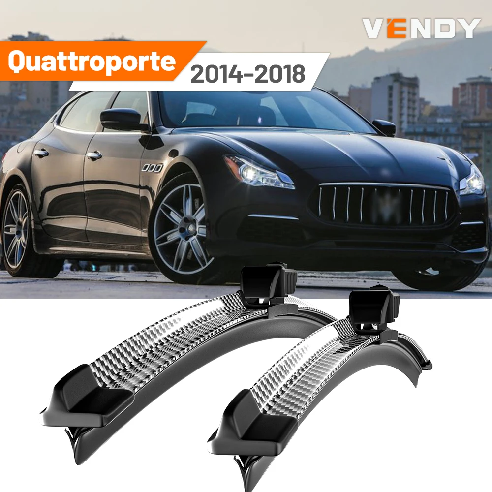 

For Maserati Quattroporte 2014-2018 2015 2016 2017 2pcs Front Windshield Wiper Blades Windscreen Wipers Carbon Fibre & Black