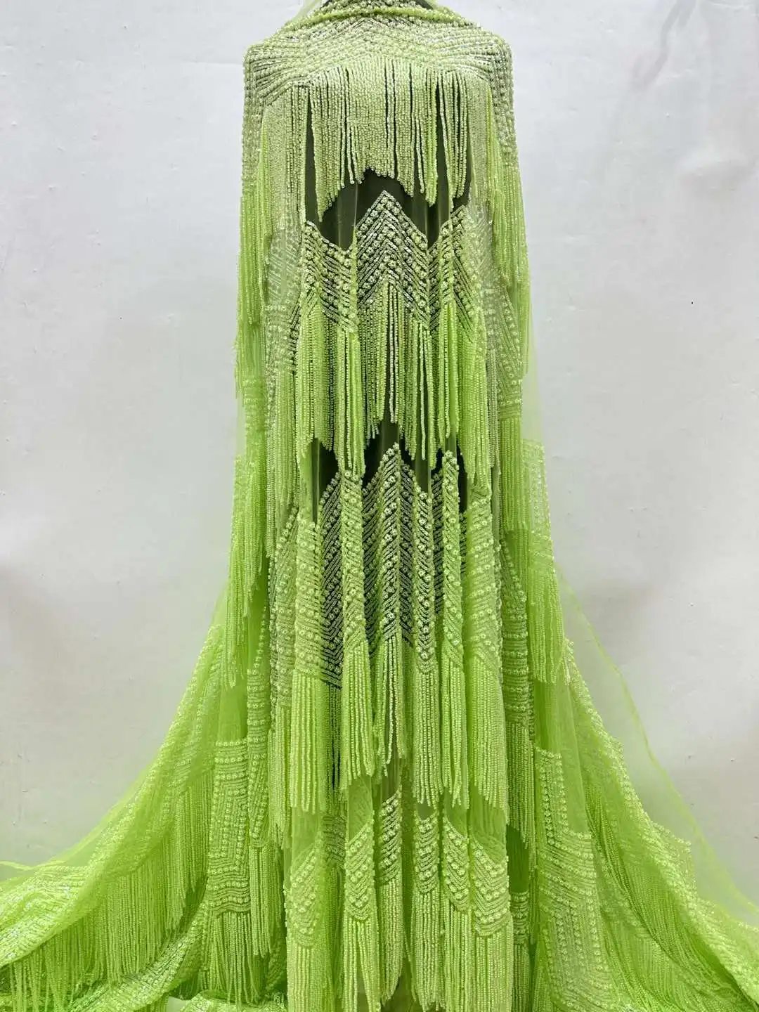 Latest 3D Tassel Sequined Lace African Lace Fabric 2024 High Quality tube beads Net Nigerian Lace Fabrics 5 Yards for Women  TC