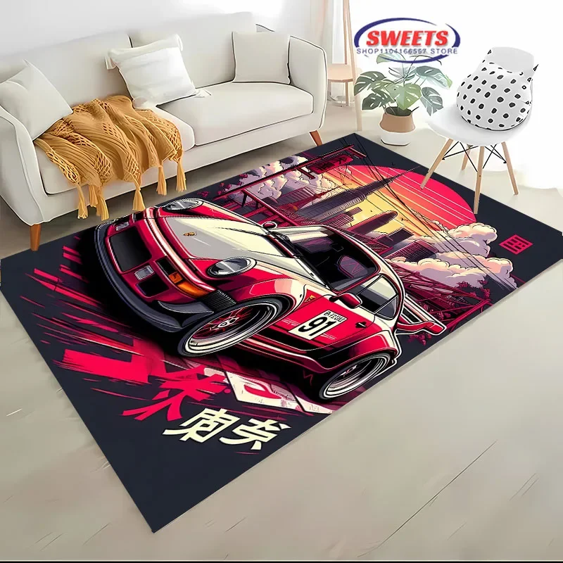 New Arrive Racing Car Theme HD Room Carpet for Living Room Bedroom Sofa Doormat Decor Rug, Kid's Game Non-slip Floor Durable Mat