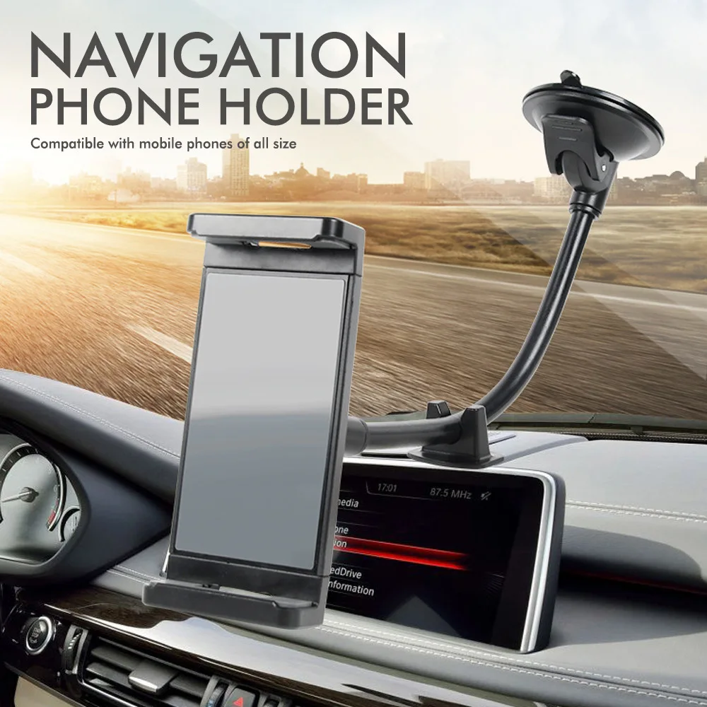 

Dashboard Tablet Holder For Car Suction Cup Car Windshield Mount With Large Clamp For All 5.4"-13" Tablet And Phone Devices ﻿
