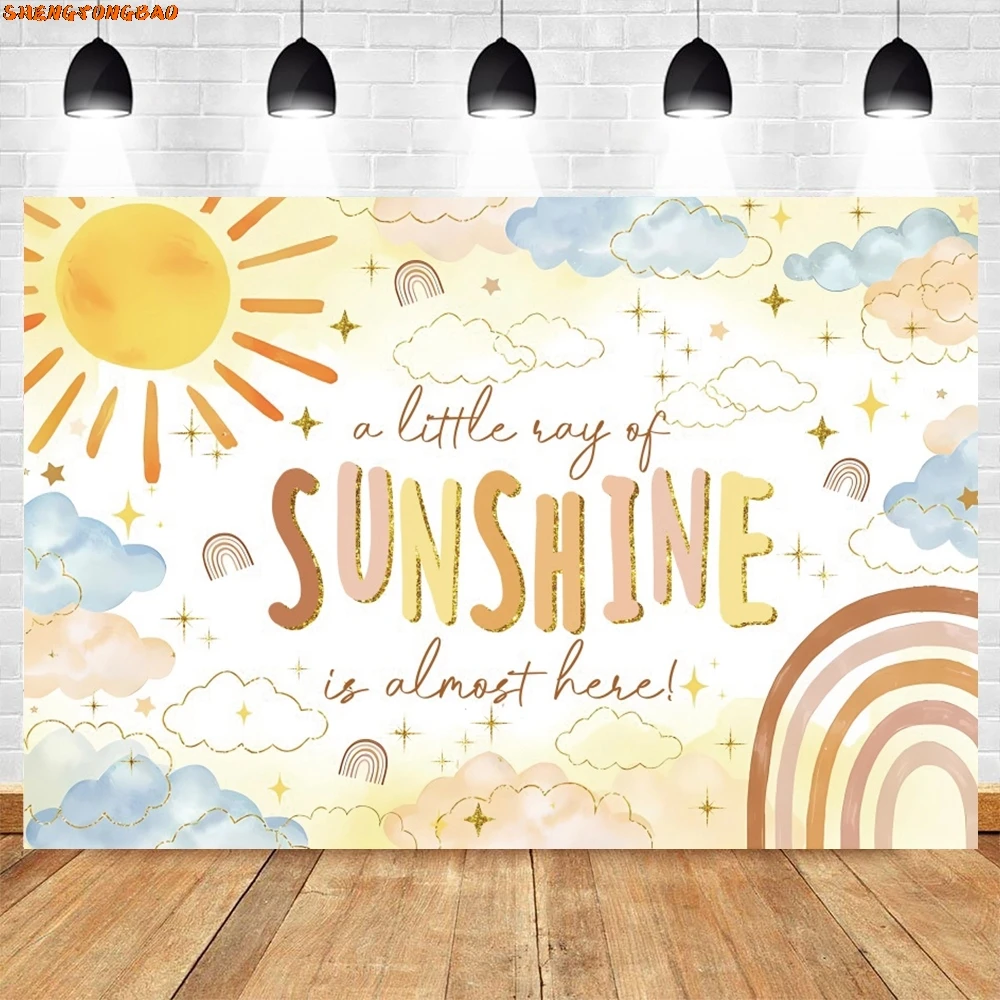 사진 촬영용 레인보우 선샤인 베이비 샤워 배경, 보호 스타일 꽃, 소년 소녀 첫 생일 파티 사진 배경