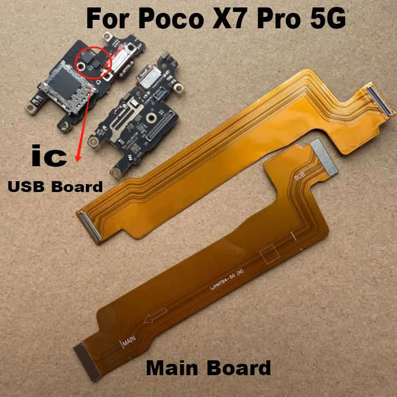For Xiaomi Poco X7 PRO 5G USB Charging Dock Port Main Mother Mic Microphone Fast Connector Board Flex Cable Parts Replacement