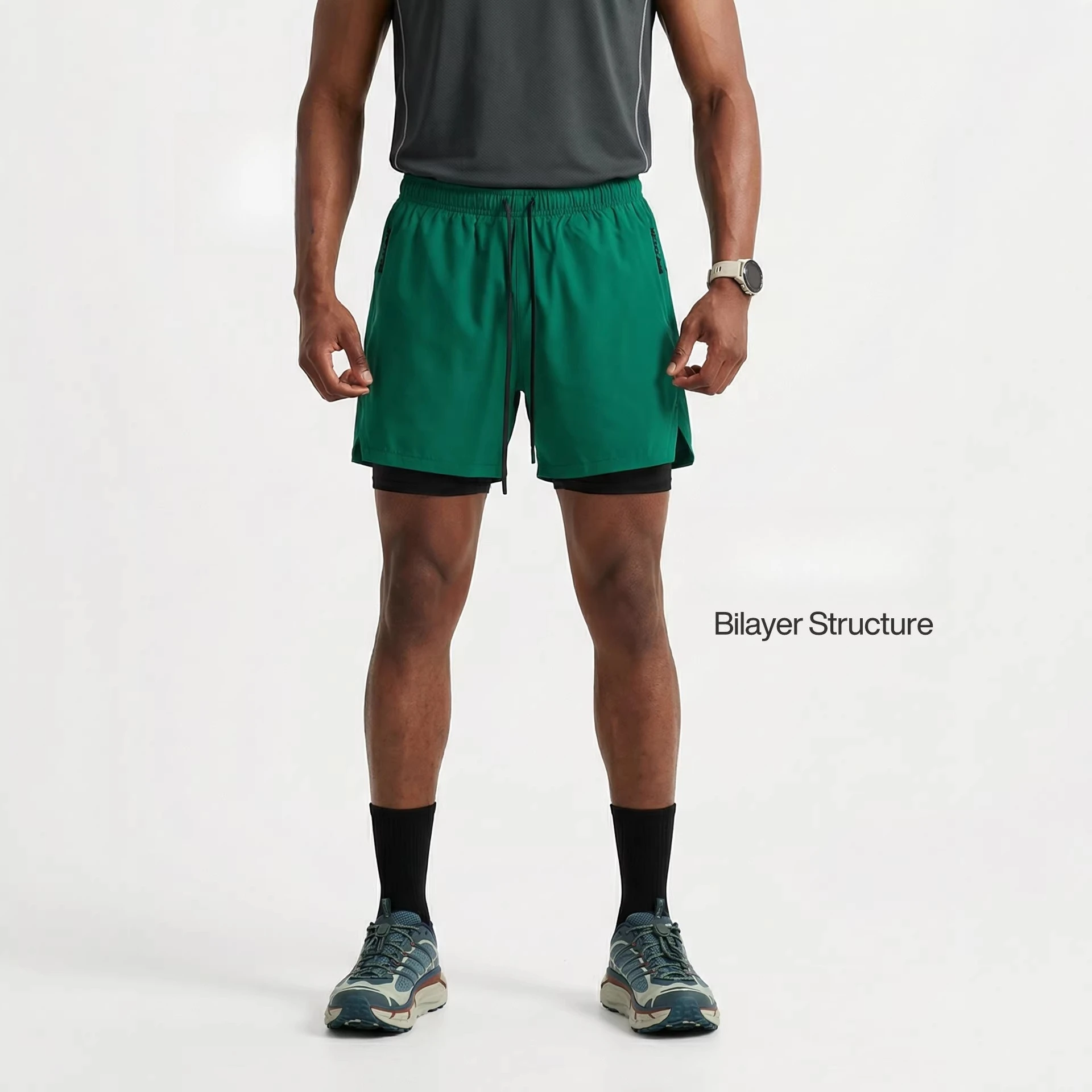 Men's Quick Dry Running Shorts with Liner - Lightweight 2-in-1 Gym Shorts Elastic Waist Athletic Workout Shorts Outdoor Sports
