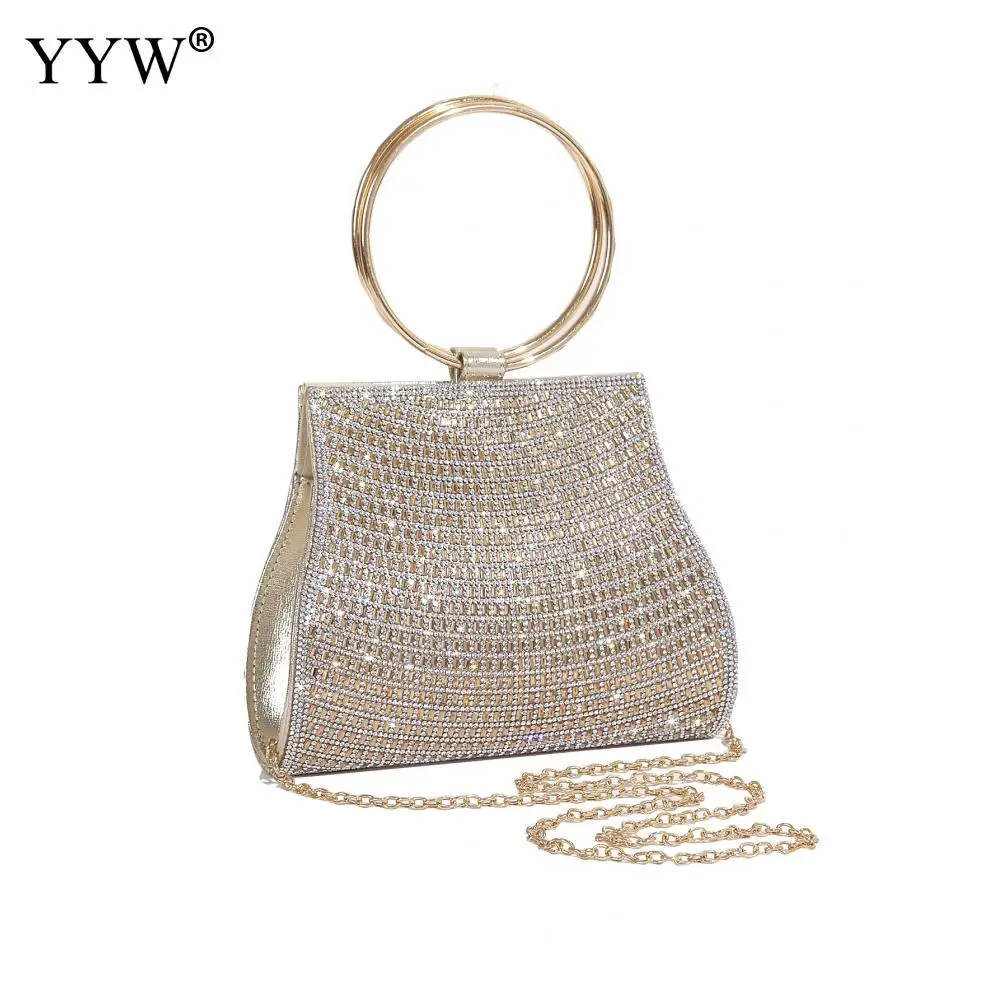 Luxury Shiny Rhinestone Evening Clutch Bags Women Bridal Stones Clutch Purse Party Wedding Lady Clutches Bags Chain Shoulder Bag