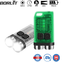 BORUiT V3 UV LED EDC Keychain Flashlight Type-C Rechargeable Work Light Torch with Magnet Waterproof Camping Pocket Lantern