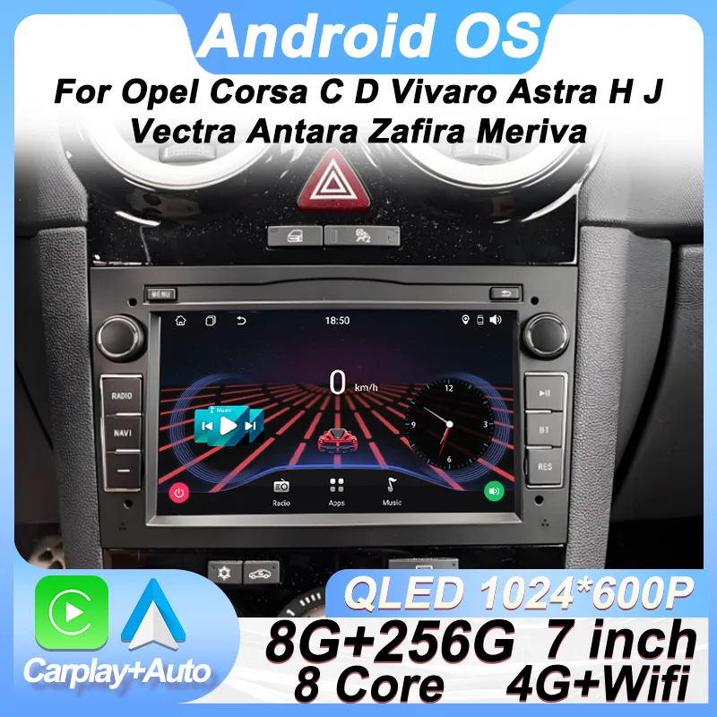 Автомобильный Android-радио Carplay стерео для Opel Corsa C D Vivaro Astra H J Vectra Antara Zafira Meriva Bluetooth-навигация GPS 8-ядерный