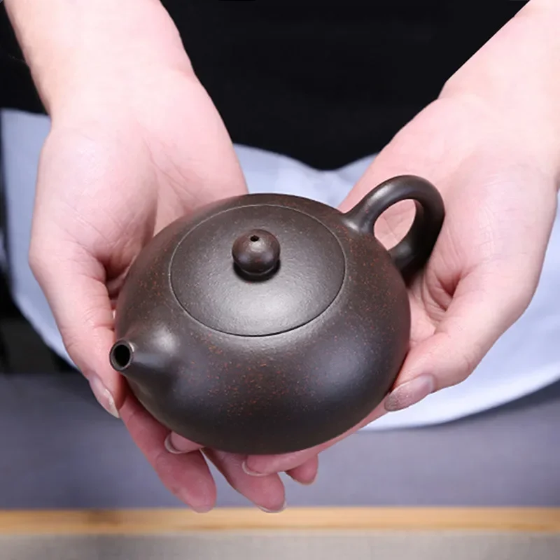 Chinese Yixing Teapot Purple Clay Xishi Pot Handmade Unique Shape Pot Kettle Home Ball Hole Dahongpao Oolong Tea Tea Set 150ml