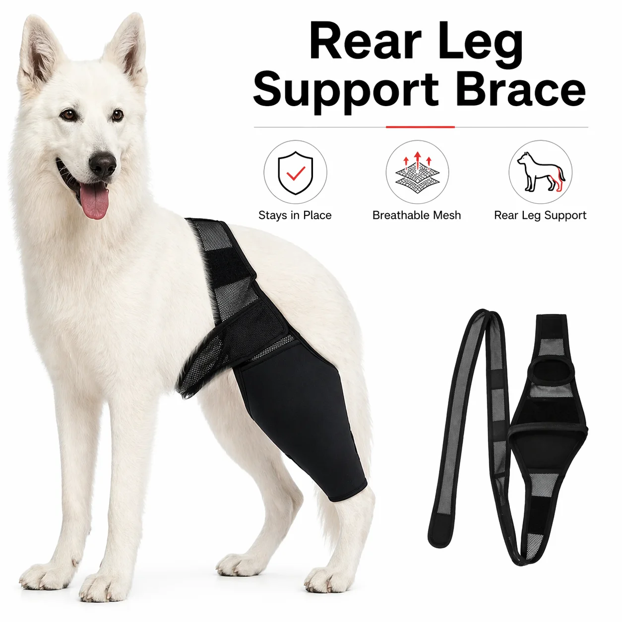 Suporte Traseiro Ajustável para Cães com Alça de Quadril – Estabilizador e Faixa de Recuperação para LCA/LCC, Artrite, Complacência e Pós-Cirurgia