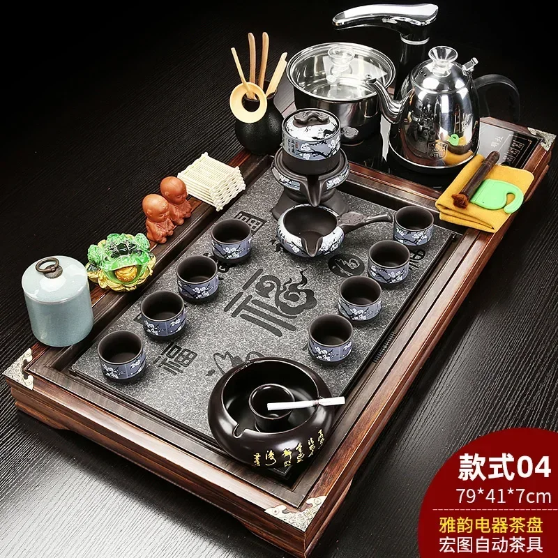 Solid Wood Tea Tray Purple Sand Kung Fu Tea Set Home Induction Cooker Drinkware Tazas De Te Coffeeware Teawar