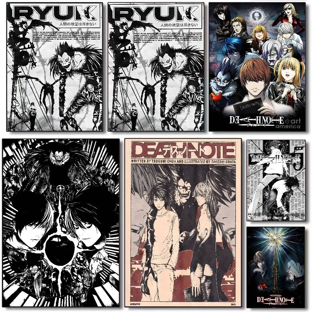 Póster Vintage clásico de Anime Death Note DN L, lienzo HD, papel de impresión estético avanzado, arte de pared para decoración del hogar y la sala de estar