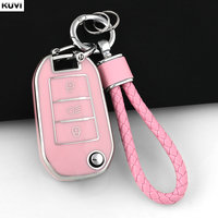 NEW TPU Car Flip Key Case Cover Shell Fob For Peugeot 208 308 408 508 2008 3008 4008 5008 Key chain Citroen C3 C4 CACTUS C6 C8