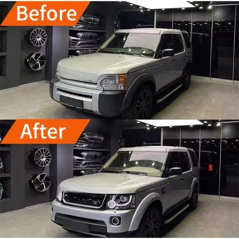 

Body kit, headlights, taillights, front and rear bumpers modified for Land Rover Discovery 3 old LR4 upgraded new LR4
